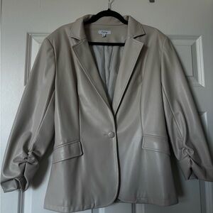 Fate Faux Leather Blazer in Cream